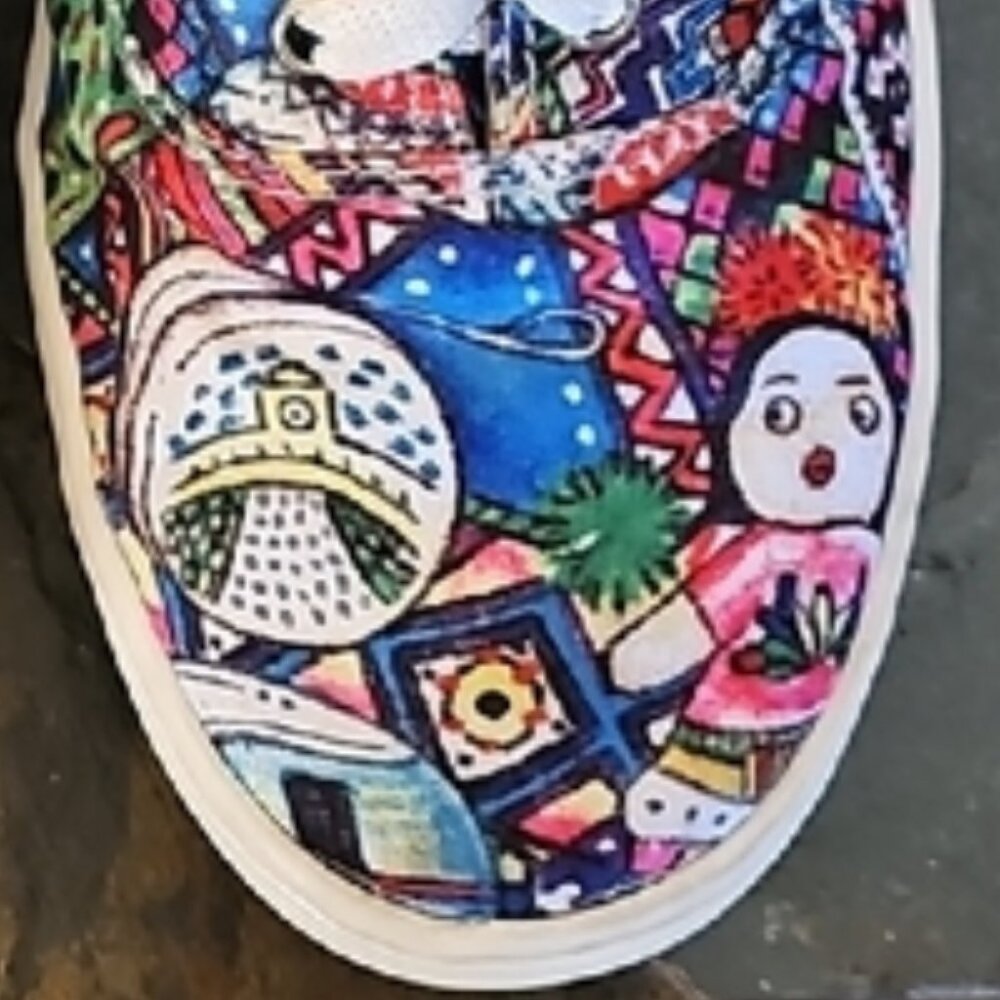 Paula Cuevas artsy colorful sneakers Size 38 printed lace up shoes sneakers - Picture 16 of 16